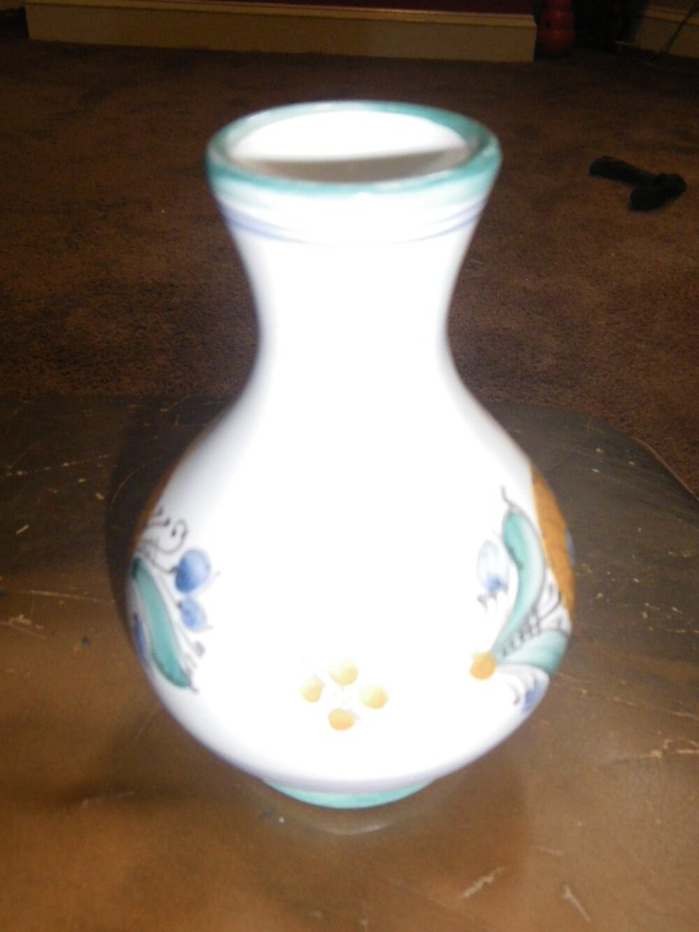 Vintage Earthenware Small Hand Painted Vase - Picture 2 of 3